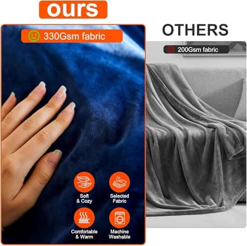 Heated Throws,Heated Blanket,Wearable Electric Throws with 10000mAH Battery, 18W High-Power Electric Heated Throw Blanket,Washable Heated Blanket Throw,60x 34 Inch,3 Heating Levels & Timing 5