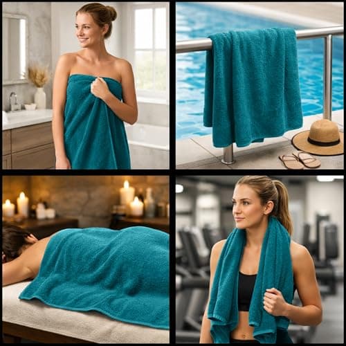 RIVERSIDE Pack of 1 Jumbo Bath Sheet 40 x 80 Inches - Extra Large Bath Towel, Super Soft & Highly Absorbent, 100% Cotton Quick Dry, Perfect to Wrap Yourself in - Teal 8