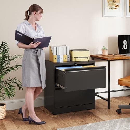Yukimo 2 Drawer Lateral File Cabinet with Lock, 26.77“W File Cabinets for Home Office Legal/Letter A4 Size, File Cabinet Storage Cabinet,Require Assembly, Black 9