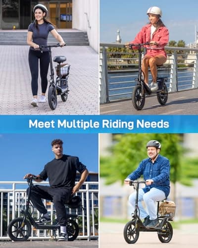 Hoverfly Z5 Electric Scooter with Seat for Adult, 18.6Miles Range&15.5Mph Power by 400W Motor, 14" Pneumatic Tire&Height Adjustable Seat, Foldable Commuter Scooter with Phone Holder, Hook&Carry Basket 5
