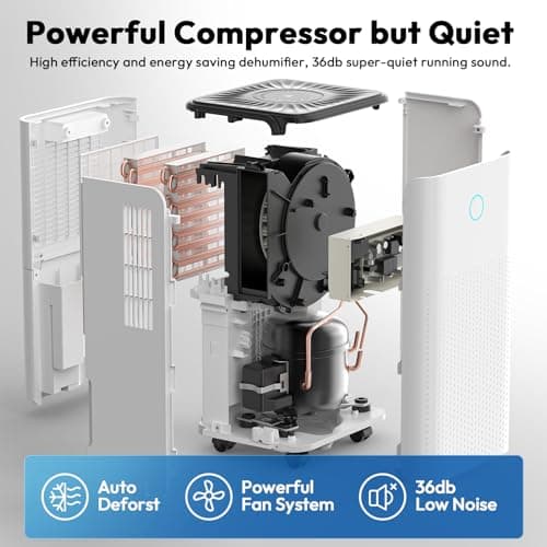 2000 Sq.ft Dehumidifier for Basement, LUKO 30 Pint Dehumidifier with Drain Hose for Continuous Drainage, Intelligent Humidity Control Panel and 24H Timer, 3 Modes, Child Lock, Auto Defrost 6