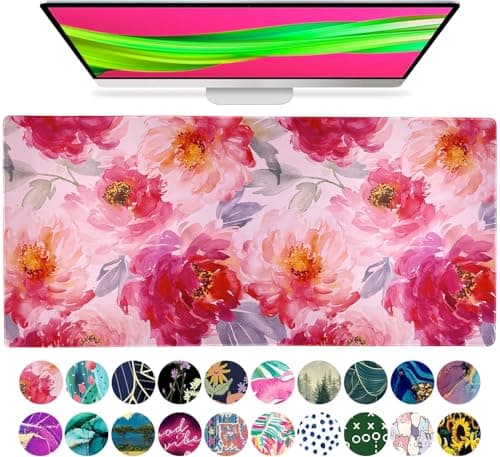 French KOKO Large Mouse Pad Desk Mat 15" x 30" – Extended Floral Desk Protector for Keyboard & Mouse – Non-Slip Waterproof Cute Office Pad Aesthetic Workstation Mat