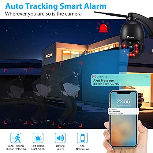 Ctronics 5MP 30X Optical Zoom Security Camera WiFi Outdoor, 2.4/5Ghz WiFi Dome Surveillance Cameras with Auto Cruise & Zoom, 492ft Night Vision,Human Detection,IP66 (Black) 7