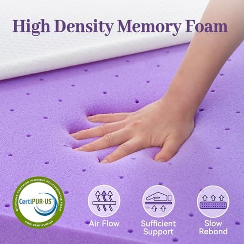 SINWEEK 3 Inch Gel Memory Foam Mattress Topper Full Size, Ventilated High Density Pad for Back Pain, Bed Topper with Removable Soft Cover, CertiPUR-US Certified 5