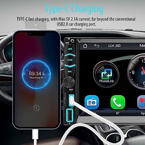 MINYE [Wireless] Double Din Car Stereo with Wireless Apple CarPlay and Android Auto, 7 Inch LCD Touchscreen RDS FM/AM Vehicle Radio Type-C Phone Charge, Bluetooth, Mirror-Link, Backup Camera 8