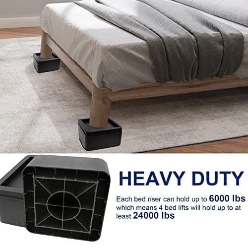 MYMULIKE Bed Risers 3 Inch, Oversized Fit Up to 5.5" Legs, Heavy Duty Support 6000lbs, Stackable 6/9 inch Bed Raising Blocks Furniture Sturdy Bed Lifts for College Dorm Rooms, Couches, Tables, Desks 5