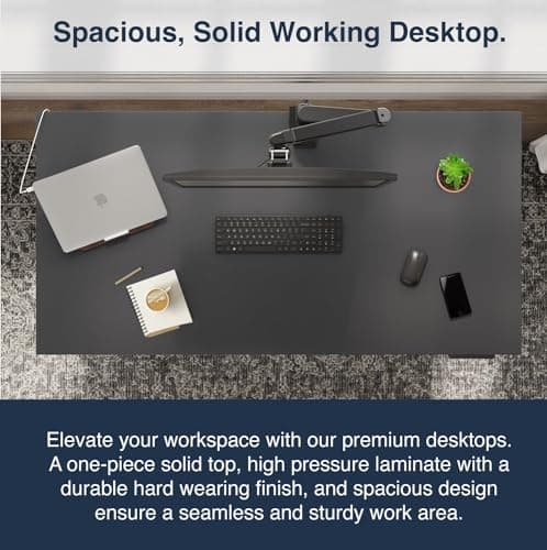 Desky Single Electric Height Table – Ergonomic Workstation with 47.2 x 29.5 in White Surface – Motorised Height Range for Home Office Productivity 8