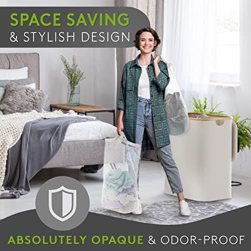 EDELFELD - Laundry Hamper with Lid [150L] - Collapsible Laundry Basket with Lid and 3 Sections - Large Hampers for Laundry with Removable Washing Bags - Freestanding Clothes Hampers for Laundry 7