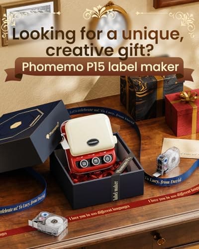 Phomemo P15 Ribbon Label Printer, Custom Text/Icon Mini Bluetooth Portable Label Maker Machine with Tape for Gift, Christmas Decorations, Cloth Tags, DIY Crafts, Wedding Bouquets, Party Favors 5