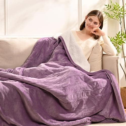EDENLUNE Electric Heated Blanket Twin Size - 62"x84" Heating Blanket with 9 Heat Levels & 1-10 Hours Timer, Fast Heating Flannel Blanket ETL Certified Machine Washable, Great Gift Idea - Purple