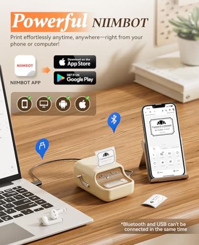 NIIMBOT B21 Label Maker, Thermal Label Printer, Portable Inkless Label Makers for Home/Office/Business, with 1 Pack 50x30mm White Label, Compatible with iOS & Android, (White) 7