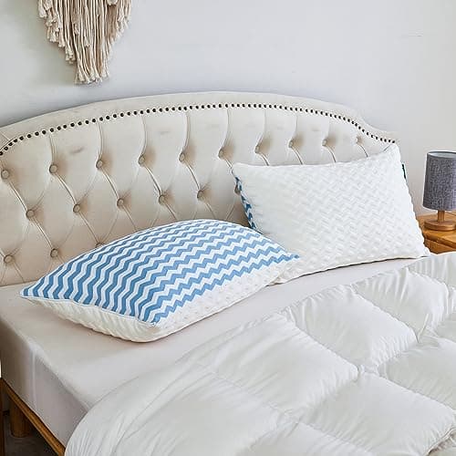 Pillows Queen Size for Bed - Adjustable Firm Pillow for Back Stomach and Side Sleeper - Shredded Memory Foam Cooling Pillow for Neck and Shoulder Pain with Washable Cover 5