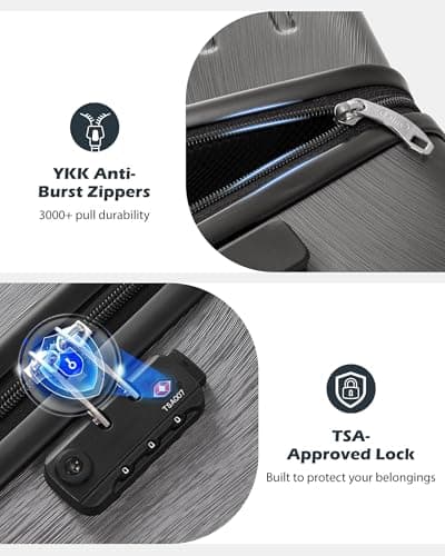 Coolife Luggage PC+ABS Hardshell Suitcase with TSA Lock, Spinner Carry On Lightweight (grey, S(20in_carry on)) 6