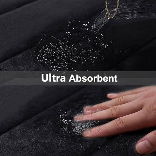 Buganda Memory Foam Bath Mat, 24" x 16", Ultra Soft and Non-Slip Bathroom Rugs, Water Absorbent and Machine Washable Bath Rug for Bathroom, Shower, and Tub, Black 6