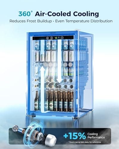 EUHOMY 4.5 Cu.ft Beverage Refrigerator and Cooler, 145 Can Mini fridge with Glass Door for Soda Beer Wine, Small Drink Dispenser with Digital Adjustable Thermostat for Home Office Bar 5