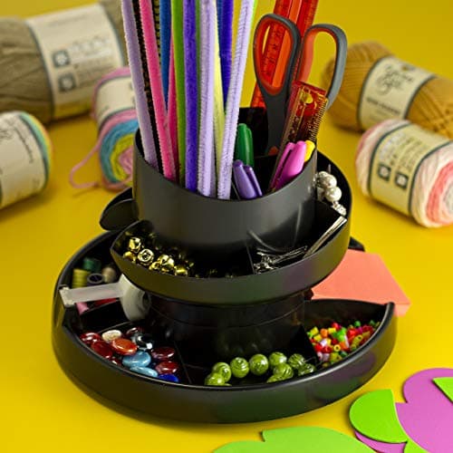 Officemate Deluxe Rotary Organizer, 16 Compartments, Recycled, Black (26255) 5