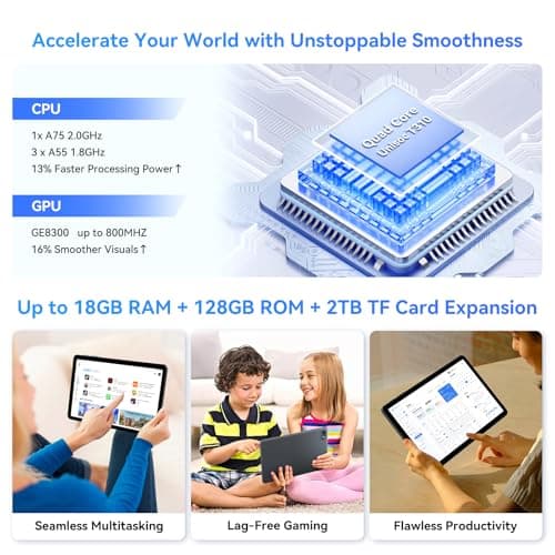Tablet 2026 Android Tablets 10 Inch, Electronics Tablets with Keyboard, 18GB+128GB/2TB TF Upgradeable Android 16 Tablet, Gemini AI 2 in 1 Tablet with Pen, BT5.0, GPS, OTG, Suitable for Joy and Office 5