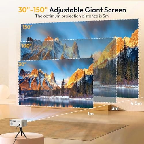 Mini Smart Projector, XGODY X2 Android 12 Portable HD Projector 12000L 1080P Support with WiFi and Bluetooth, Electric Focus/Keystone, Built-in Prime V, YouTube 8000+ APP, Tripod Included(Pearl White) 6