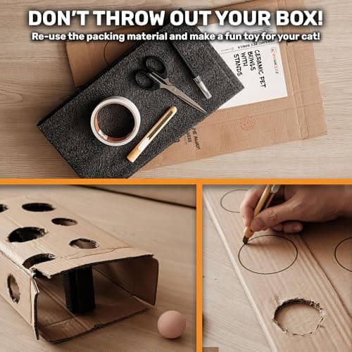 Elevated Cat Bowl Stand for Food and Water – Anti-Vomit Raised Feeding Station with Tilted Stand – Removable Round Ceramic Bowls, Anti Slip Bamboo Base, Dishes for Cats, Kitten, Small Dogs & Puppies 6