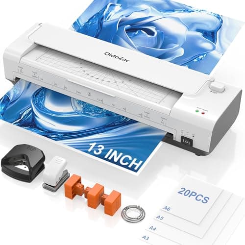 Laminator Machine 13 Inch Lamination Machine with Auto Paper Feed, Never Jam A3 Thermal Lamination, 20 Laminating Sheets 10-in-1 Laminator with Cutter, Trimmer & Corner Rounder for Office School Home