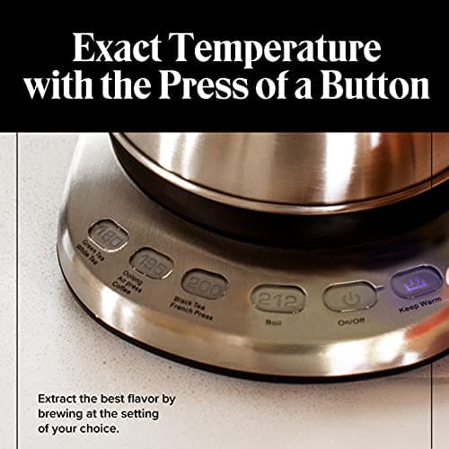 Gooseneck Electric Kettle with Temperature Control - 0.8L Stainless Steel & BPA Free Plastic - Custom Temp Presets for Teas & Coffee - Keep Warm Option 8