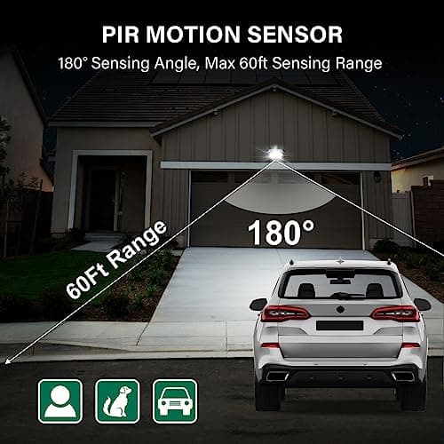 TREEWELL Motion Sensor, 180-Degree Replacement Motion Detector, Adjustable Time & Detection Sensitiity Up to 60 Feet Range, 3 Working Modes Pir Motion Sensor for Security Floodlight, Black, UL Listed 5