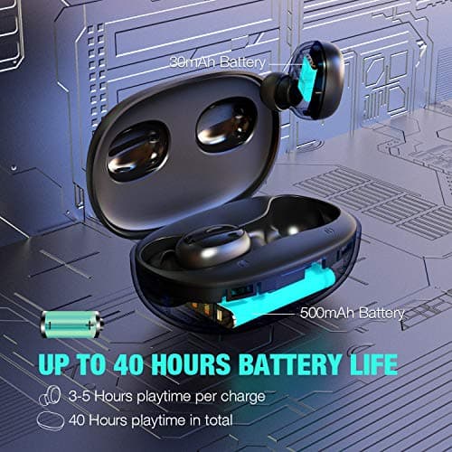 Otium Wireless Earbuds Bluetooth 5.0 Headphones Deep Bass 3D Stero Sound Mini Headsets 40H Total Playtime with Charging Case IPX7 Waterproof Built-in Mic Earphones for Work, Sports, Driving 2