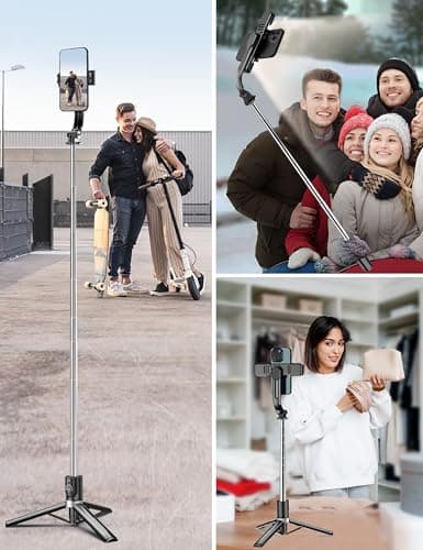 45" Selfie Stick Tripod with 2 Lights, Extendable 5 in 1 Selfie Stick Phone Tripod, Portable Selfie Sticks with Wireless Remote Compatible with iPhone 15/14/13 Pro Max, Samsung, Android, Gopro 8