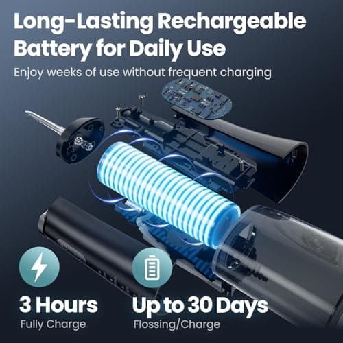 Onlyone Rechargeable Cordless Water Flosser with Adjustable Water Pressure for Daily Oral Care, Power Dental Flosser for Home and Travel Use, Portable Oral Irrigator for Sensitive Gums and Braces Care 8