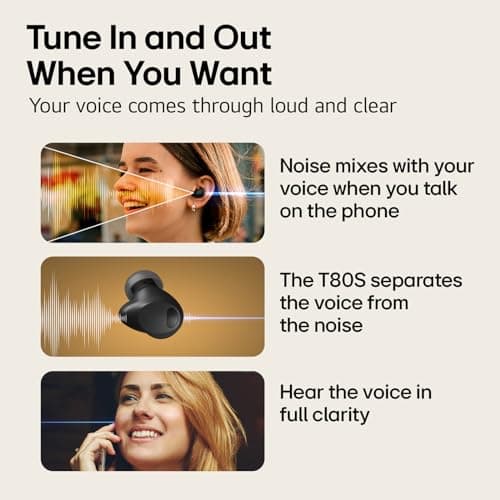 LG Tone Free T80 Dolby Atmos True Wireless Earbuds with Adaptive Noise Cancelling, IPX4 Water Resistant, Up to 36 Hours of Battery Life, Black 8