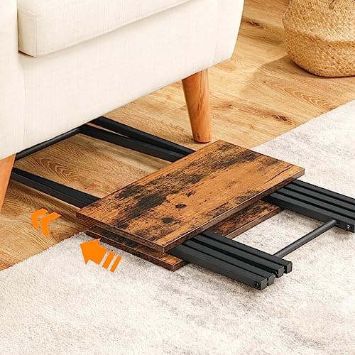 HOOBRO Folding TV Tray Table, Wooden TV Tray, Portable Sofa Side Table, Industrial Snack Table End Table for Small Spaces, Space-Saving, Easy to Install and Fold, Rustic Brown and Black BF27BZ01 7