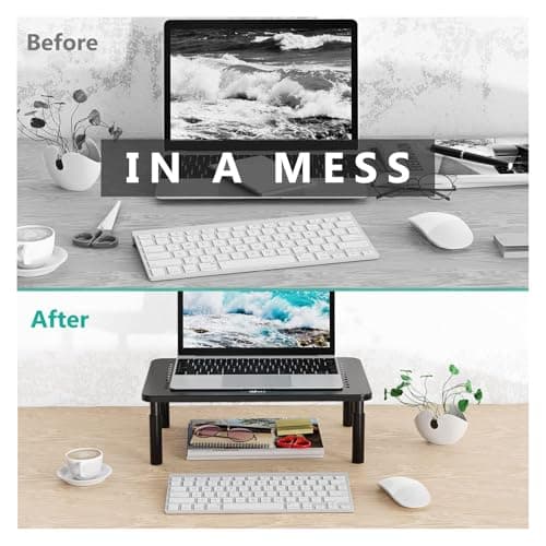 WALI Computer Monitor Stand for Desk, Adjustable Laptop Riser, Desk Monitor Stand Underneath Storage for Office, Home, School Supplies (STT003), 1 Pack, Black 6