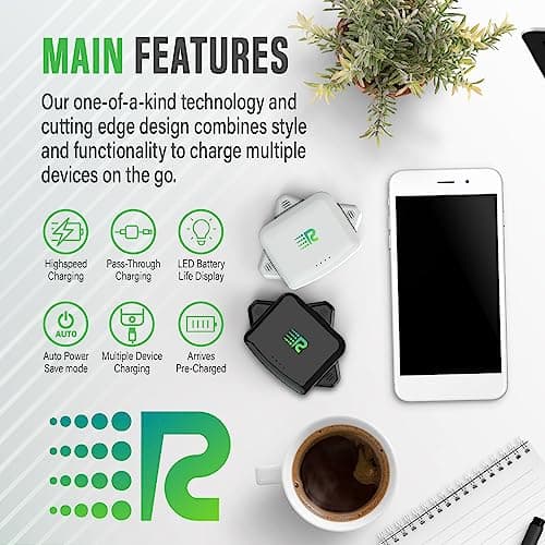 Rush Charge Universal Comet Portable Power Bank 3200mah, 2.1A High-Speed Fast Charging - Apple Lightning, Type C, Micro-USB Charges 3 Devices at a Time Pre-Charged Compatible with iPhone 17 16 15 14 8