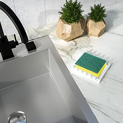 Topsky 2Pcs Soap Dish Holder, Non-Slip Bathroom Accessories Silicone Soap Case Saver, Sink Deck Bathtub Shower Dish Soap Drainer, Silicone Holder for Soap, Sponges, Scrubber (White) 7
