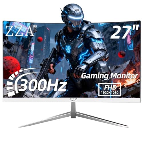 ZZA 27 inch White Gaming Monitor,240-300Hz Curved Monitor,Full HD 1080P Computer Monitor,Eye-Care Display with HDMI,DP,FreeSync,Wall Mountable for Office and Home