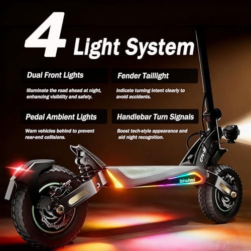 isinwheel GT4 Electric Scooter,2400W Dual Motor, 50 Miles Range,Up to 45MPH Folding E Scooter for Adults, 12'' Off Road Tires,330 lbs Load,Off Road Electric Scooter for Adult with Dual Suspension,APP 6