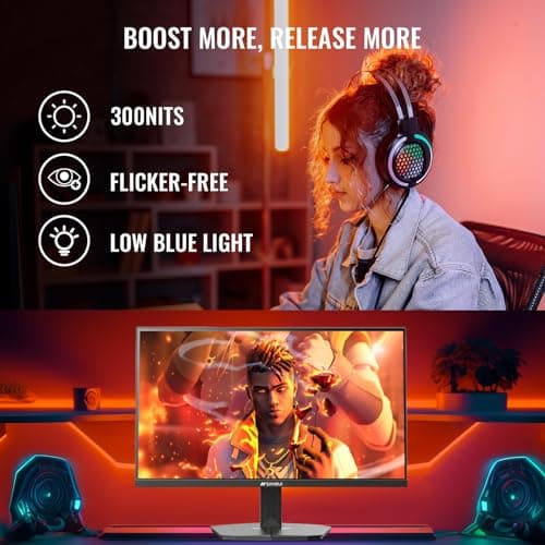 SANSUI Gaming Monitor, 24 Inch 180Hz, FHD 1080P 1ms 110% sRGB Computer Monitor, HDMI DP Ports VESA Support for Game Office (HDMI Cable Included) 7
