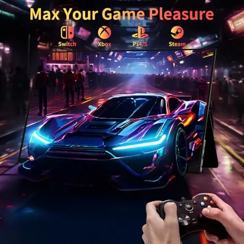 15.6''Portable Monitor for latop ,2K FHD 60HZ Laptop Monitor Screen,USB-C and HDMI Inputs, Ultra-Slim IPS Panel with HDR and Premium Smart Cover & Speakers for Laptop,PC,Phone,PS4/5,Switch,Mac,Xbox 5