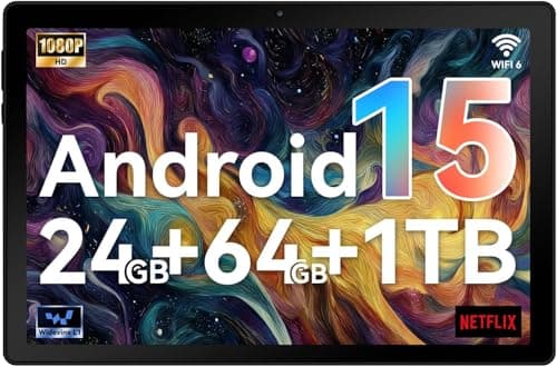 Hakaug 10 Inch Android Tablet, Octa-Core Processor, 24GB RAM 64GB ROM, IPS HD Display, Android 15, Dual Camera, 5000mAh Battery, Widevine L1 Certified, WiFi Bluetooth Tablets (Black)