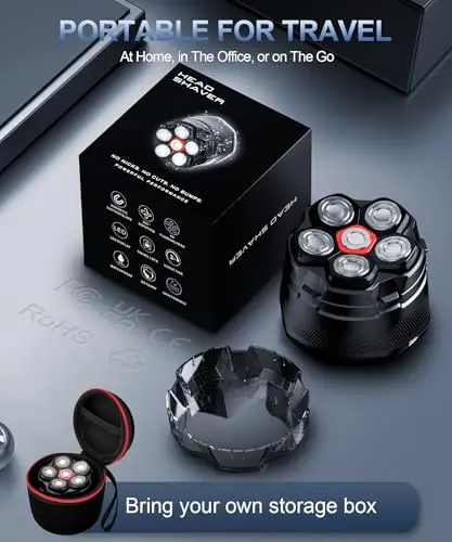 GLLAVA Head Shavers for Bald Men, 10000 RPM High-Speed 6D Magnetic Razor, IPX8 Waterproof Wet/Dry Shaving, Hypoallergenic Blades, LED Display & Storage Case 7