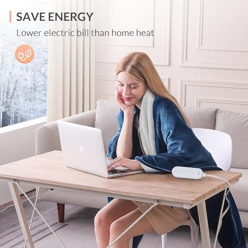 HOMLYNS LuxeHeat Heated Blanket Electric Blanket, Soft Flannel Sherpa Heated Throw, Heating Blanket with 5 Heat Settings, 3 hrs Timer Auto Shut Off (50x60 inches, Navy) 6