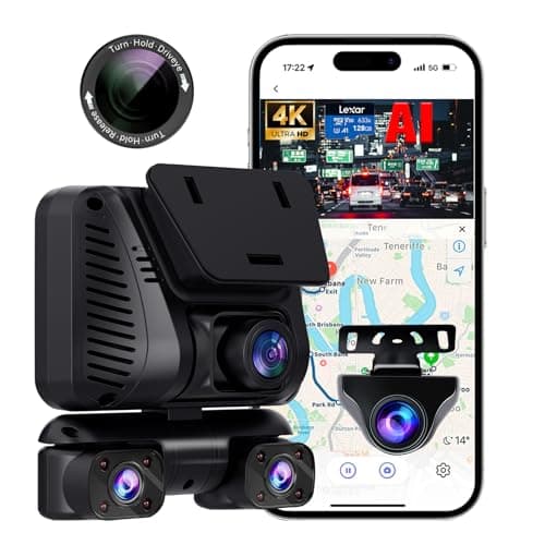 AI 4K Dash Cam 360° View,4 Channel Front and Rear Dash Camera for Cars with Advanced Driving System(Adas),Built-in 5GHz Wi-Fi GPS, Voice Control, Free 128G Card,Night Vision,24H Parking Mode,G-Sensor