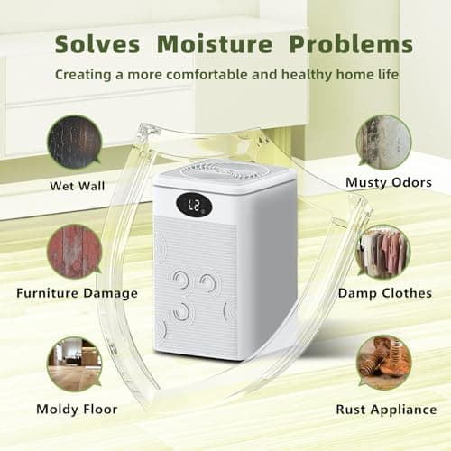 MTOX® Dehumidifier, 75oz Small Quiet Dehumidifiers for Home Bathroom Bedroom Basement RV,Sleep Mode, Auto Shut Off, 7 Colors LED Light, Green and white 8