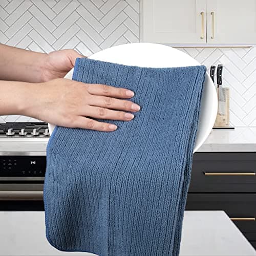 POLYTE Premium Microfiber All-Purpose Ribbed Terry Kitchen Towel, 12 Pack (Blue, Gray, Teal, 16x28 in) 7