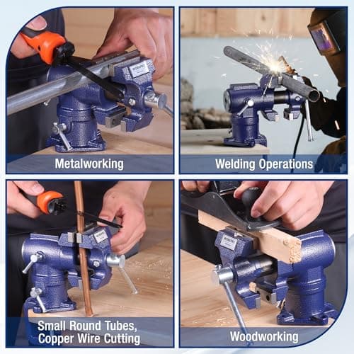 WORKPRO Dual Jaws Table Vise 2.5" & 1.5", 360° Swivel Clamp-On Bench Vise for Woodworking, Metalworking, DIY, Multi-position Small Portable Vise, Mini Vice Clamp for Workbench, Golf Club Regripping 6