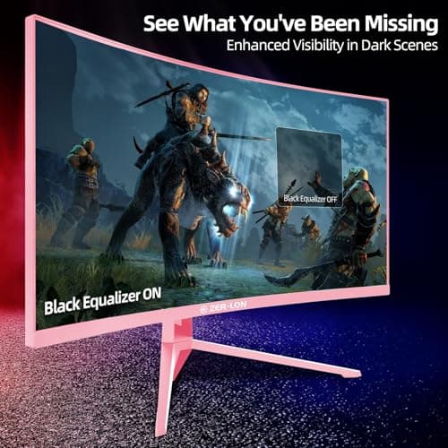 ZER-LON 34 inch Ultrawide Curved Gaming Monitor, 21:9 WQHD 3440×1440 165Hz Computer Monitors, 1500R 1ms(MPRT), 125% sRGB, 350nits, FreeSync, HDMI2.0 x2, DP1.4 x2, Wall Mountable/Tilt Adjustable Pink 6