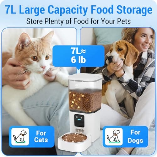 Automatic Cat Feeder with 5G WiFi: Automatic Dog Feeder with Slow Feed & Smart APP Control, 7L Timed Auto Cat Food Dispenser with Alexa for Pets, Detachable for Easy Cleaning - 29 Cups 9