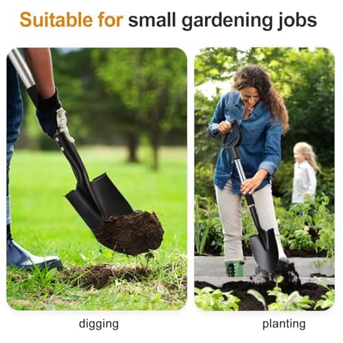 Shovel for Digging, 31" Compact Garden Shovel with D-Grip, Small Metal Spade Shovel for Gardening Camping, Kids Sand Beach Mini Spade, Portable 5
