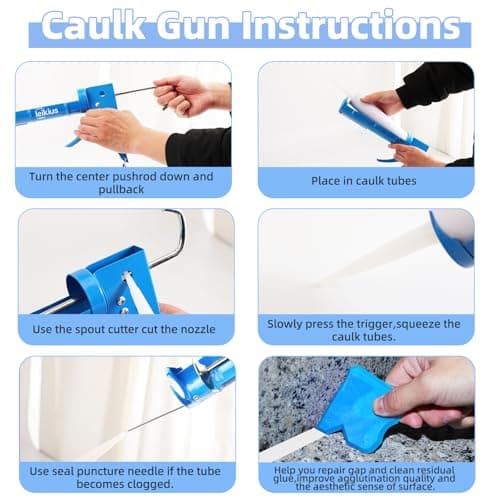 Caulk Gun,No-drip Silicone Caulking Gun Kit and Caulking Tools, Sealant Tools Grout Scraper For Kitchen Bathroom Sink Joint,With Gift Box Works 10OZ Tubes 6