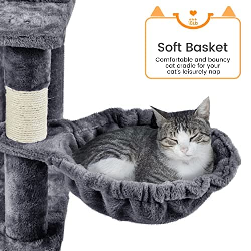 Yaheetech Cat Tree, 69 Inches Large Multi-Level Cat Tower House with Condo Scratching Post Plush Hammock & Perch, Tall Kitty Furniture Cat Tree for Indoor Cats 5